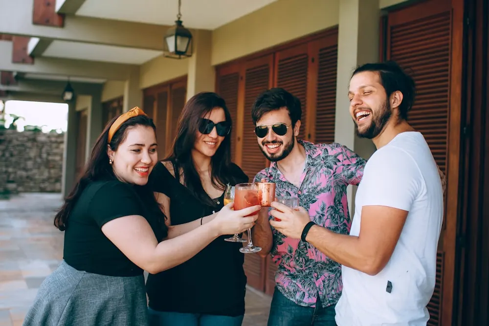 Friends toasting together at a gathering